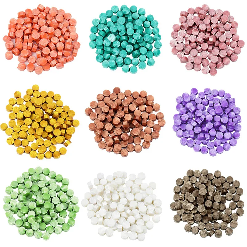 

100pcs Retro Octagon Sealing Wax Seal Colorful Envelope Stamp Wax Beads DIY Scapbooking Material Wedding Party Invitation Decor