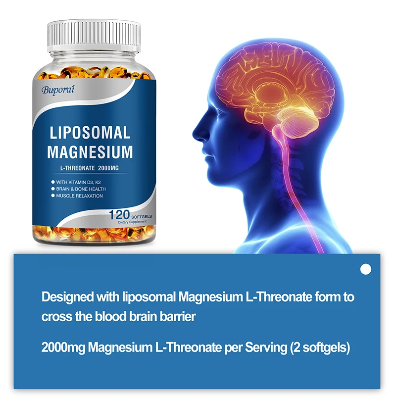 Liposomal Magnesium L-Threonate-Supports Brain, Bone, Heart, Muscle Health and Promotes Sleep