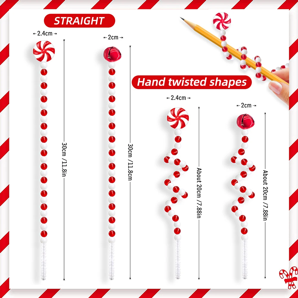 4pcs Candy Cane Christmas Decoration Bells Lollipop Pendants Tree Xmas Ornaments Noel Party Navidad Decor for Home New Year Gift