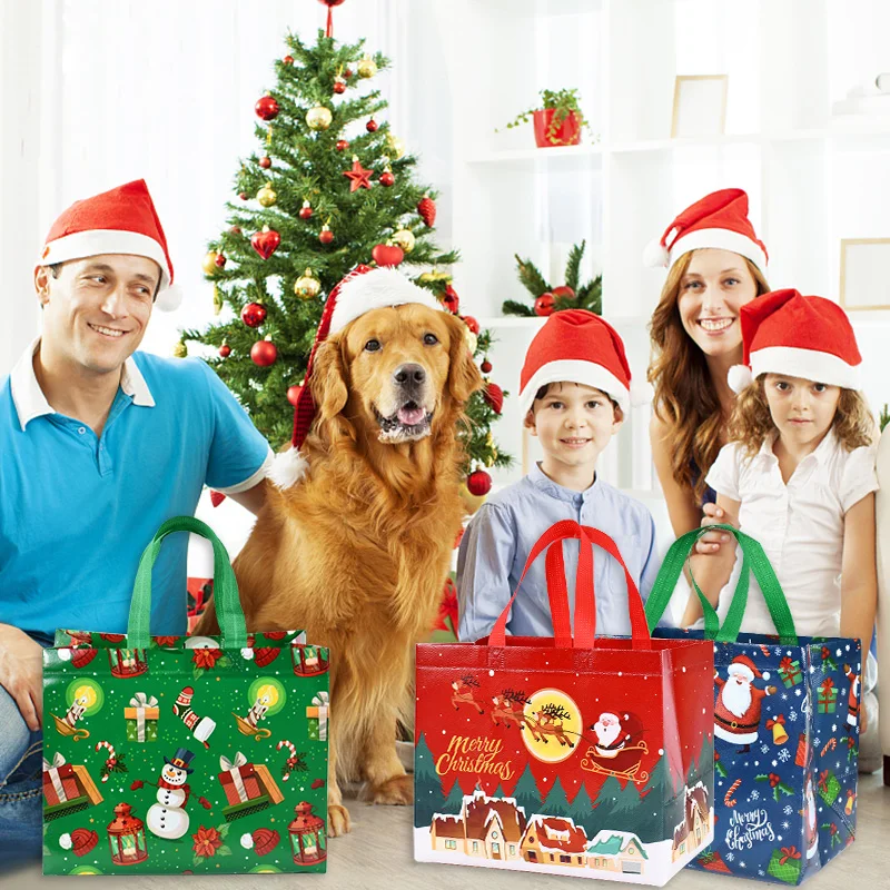 31cm Large Christmas Gift Bag Non-Woven Snowman Santa Claus Packaging Bag Merry Christmas Party Decor For Home New Year Navidad