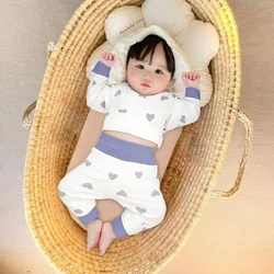 Cozy Cotton Baby Pajama Two-Piece Set - Long Sleeve Top & Bottom - 2T 90 (C-Blue)