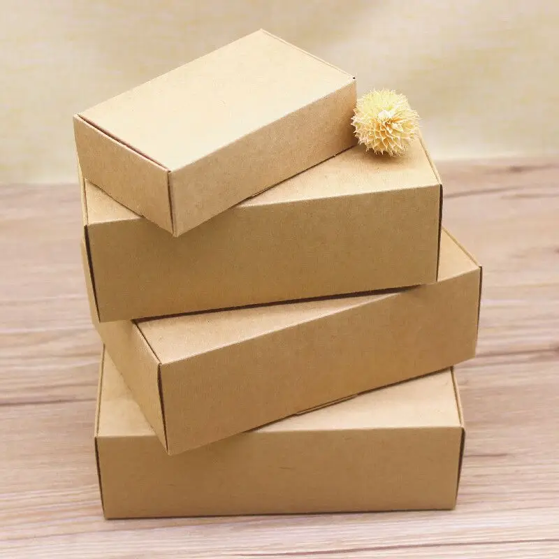 10pcs/lot Kraft Gift Paper Box Mult Size White Paper Cardboard 2 Colour Option