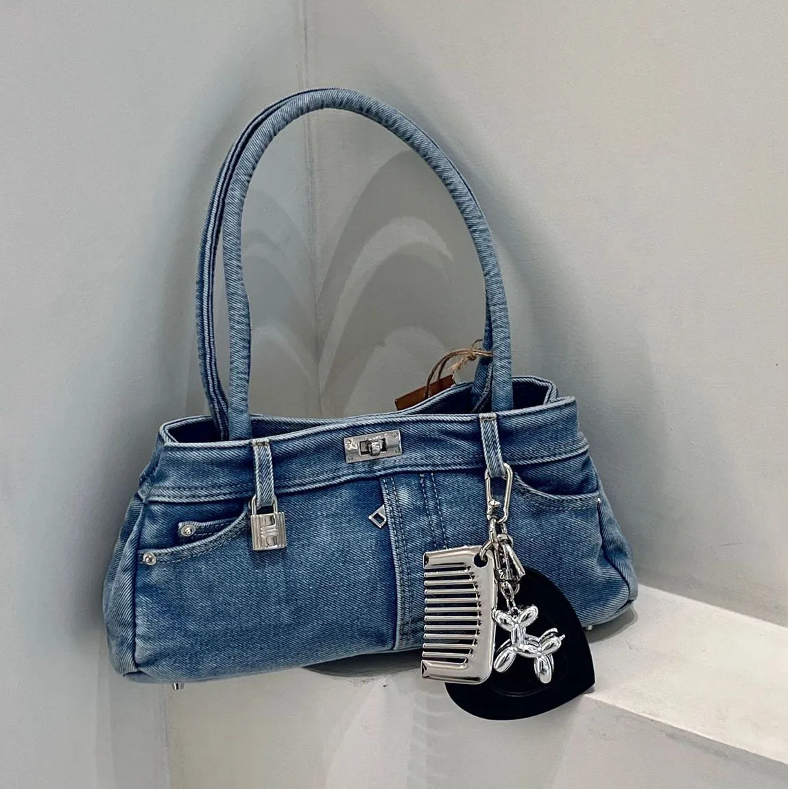 Designer Bags Blue Jean Purses For Sale Denim Designer Bags Large