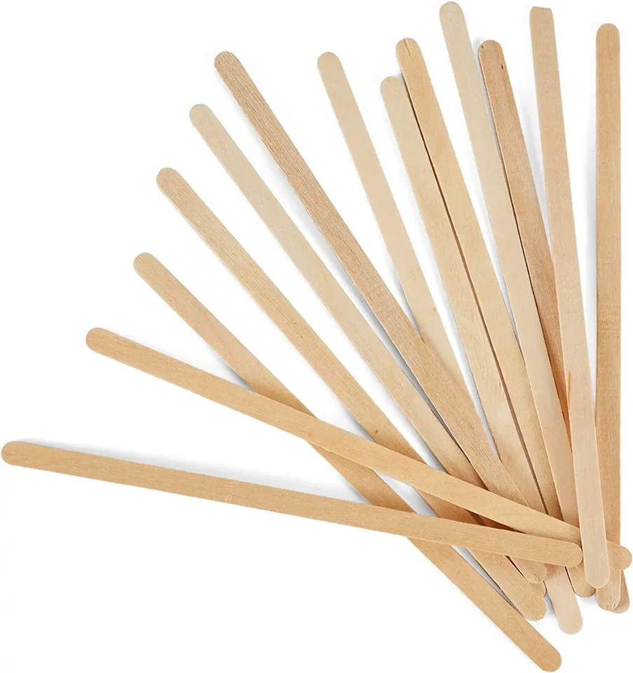 100 Agitateurs à Café En Bois Jetables – Longueur 14 Cm – Bords Lisses – Pour Café, Thé, Cocktails – Lot Familial