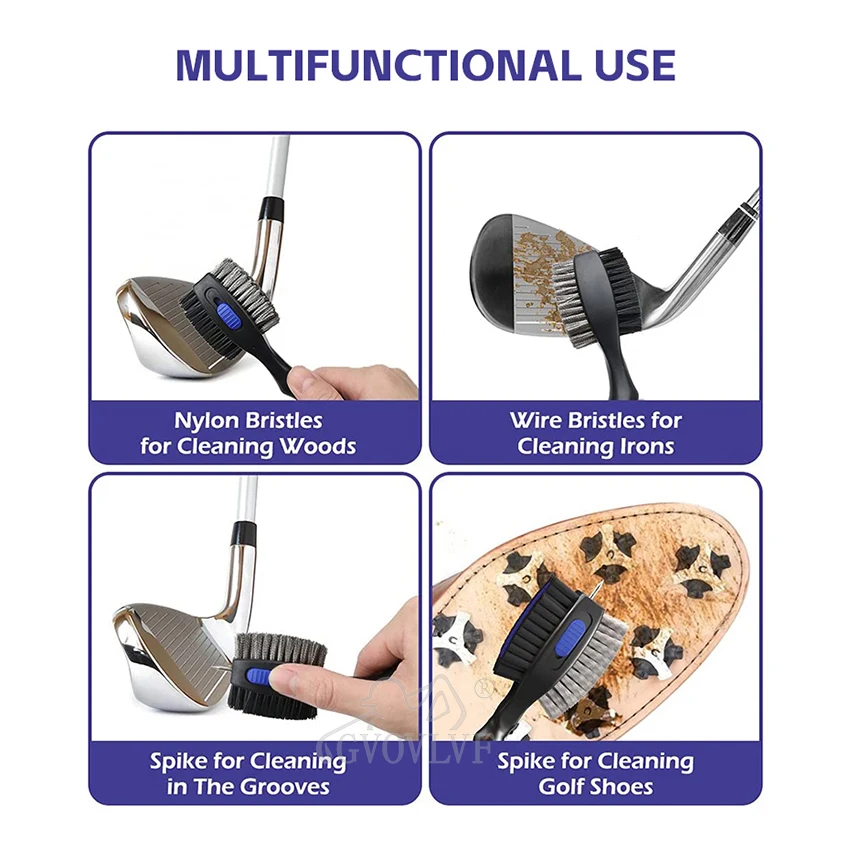 1piece Golf Club Brushes and Groove Cleaner with Magnetic Keychain Oversized Golf Brush Head and Retractable Spike Super 4
