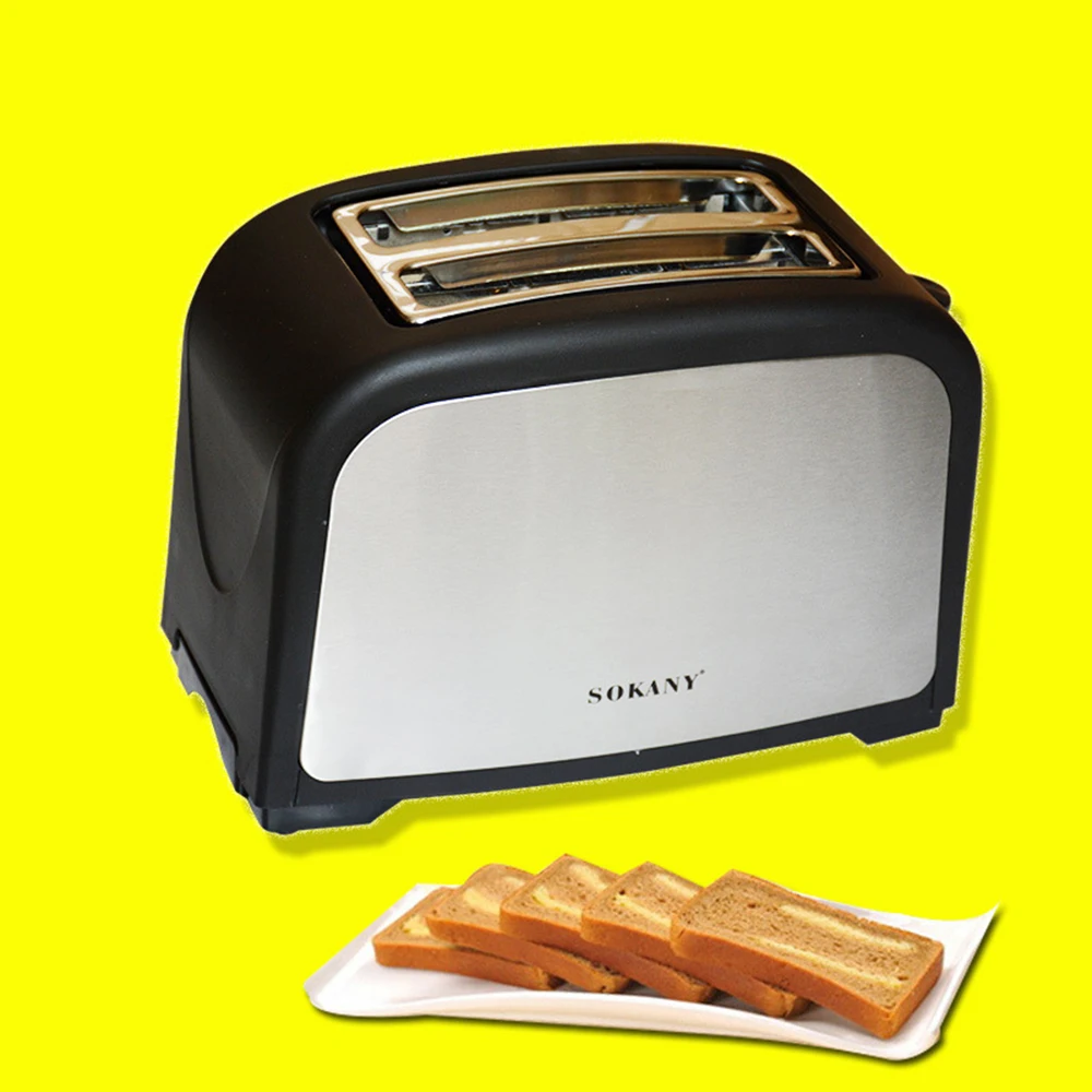 

2 Slices Bread Toaster Automatic Bread Makers Fast Heating Stainless Steel Wide Slot 6 Toast Settings Kitchen Cooking Appliances