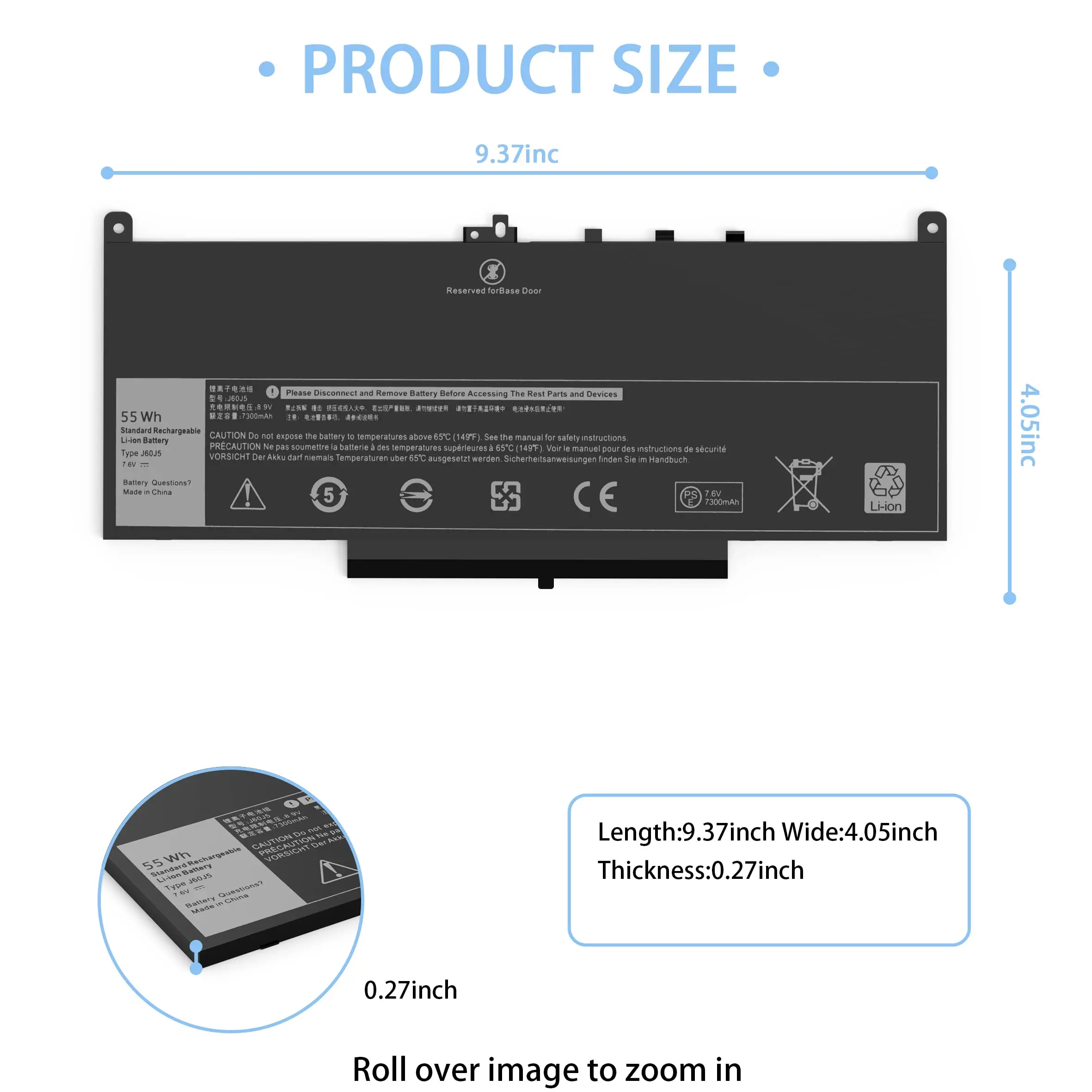 E7470 E7270 J60j5 Batterij Voor Dell Latitude 7470 7270 Laptop Batterij 1w2y2 0mc34y Mc34y R1v85 242wd Gg4fm Wywj2 451-bbsx Bbsx Bbsy