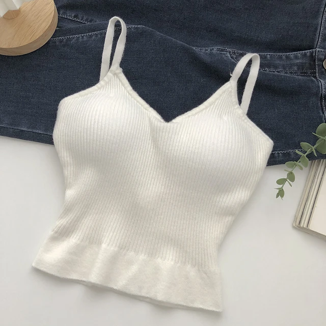 Fashion Women Sleeveless Striped Bra Padded Tank Tops Spaghetti