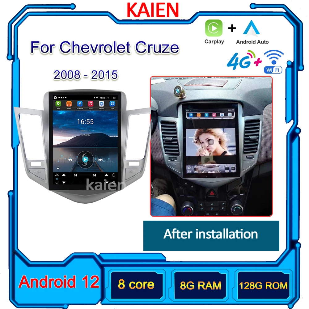 

KAIEN For Chevrolet Cruze 2008-2015 Car Radio Android 12 Auto Navigation GPS Player DVD Multimedia Autoradio 4G DSP Stereo Video