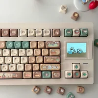 Korean Russian Keycap Khaki Cute Cocoa Bean Milk PBT Five-Sided Sublimation MOA DIY Mechanical Keyboard Cartoon Hangul Keycaps - Image 4