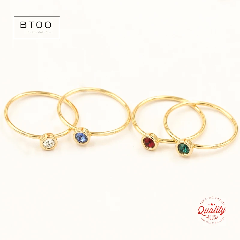 14K Goldfilled Stapelring 4MM AAA Zirkon Ring Boho Gold Schmuck Minimalistischer Knöchelring Anillos Mujer Goldringe für Frauen – Detail 14