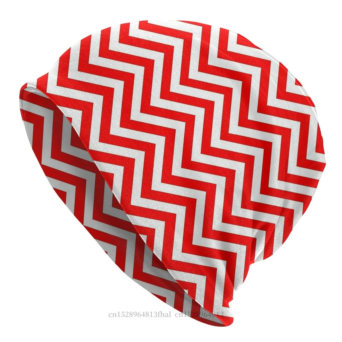 Geometric Patterns Fashion Hats Red And White Zig Zag Bonnet High Quality Skullies Beanies Caps