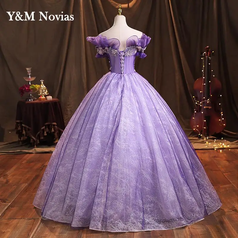 Purple Quinceanera Dress Flower Ruffles Sweetheart Lace-up Back Sweet 15 Girl Princess Vestidos De Quinceanera Gown