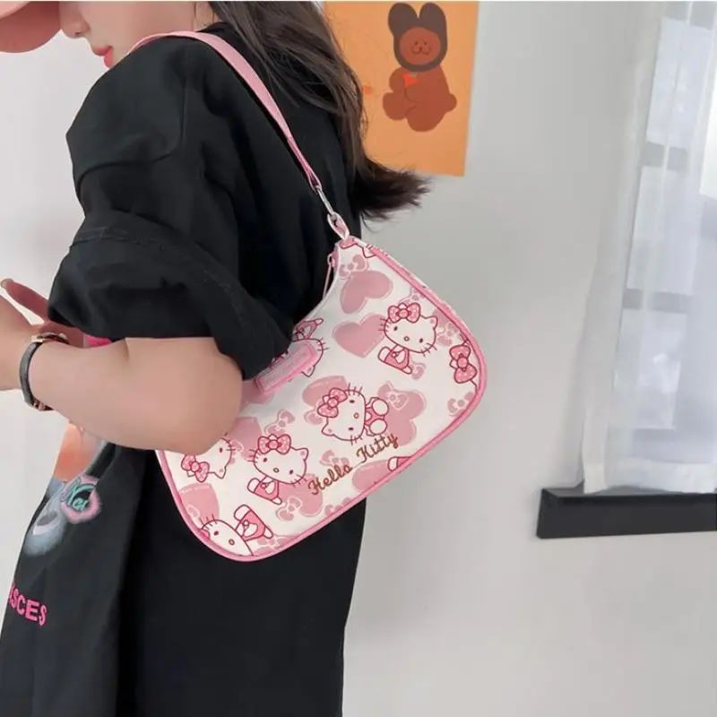 

Sanrios Hellokitty мимелоди серии Kawaii дорожная сумка для подмышек удобная модная универсальная мультяшная Наплечная Сумка с принтом подарок