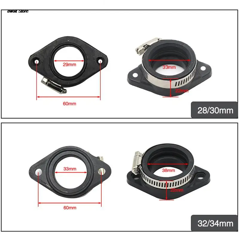 Motorcycle Carburetor Adapter Inlet Intake Pipe Rubber Mat for PWK 28-34mm Carburetor Modification Interface Rubber Hose