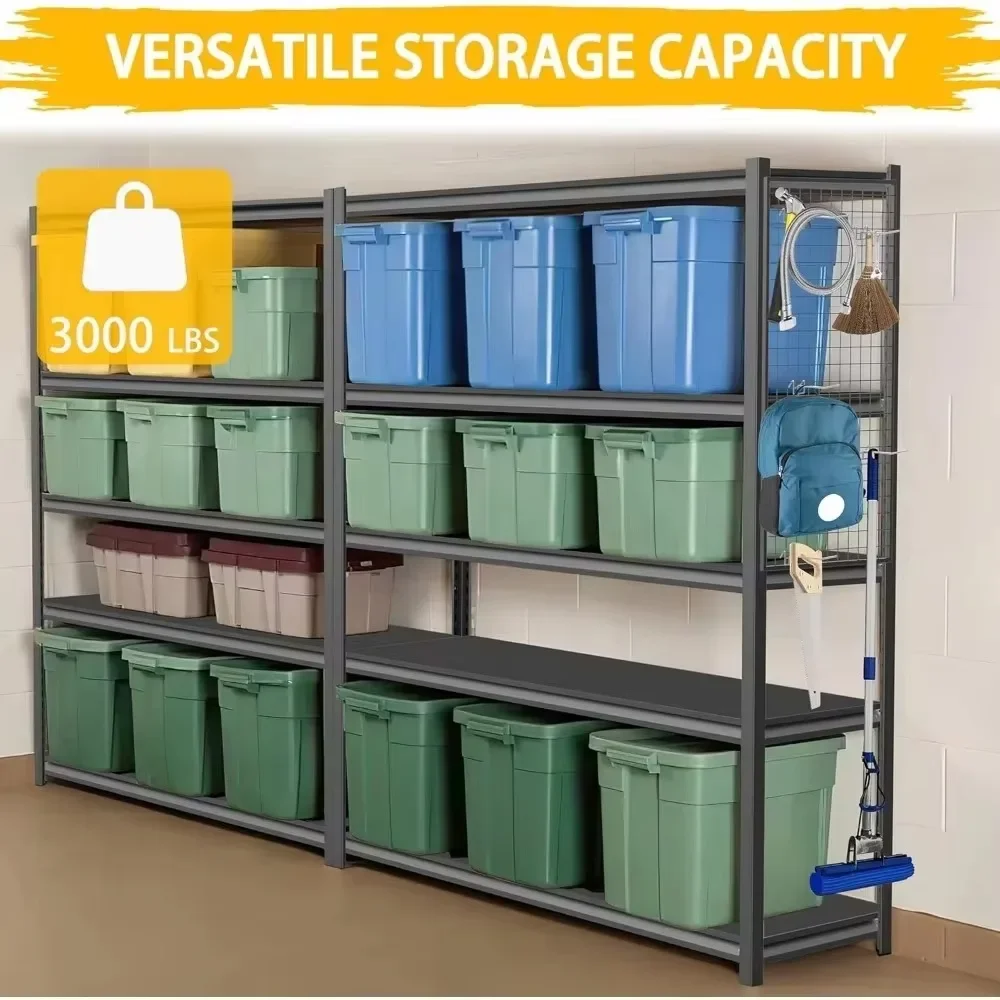 3000LBS Heavy Duty Garage Shelving Units and Storage, 5 Adjustable Levels, 48″W Metal Shelving for Garage, 72″H Standing Shelf 6
