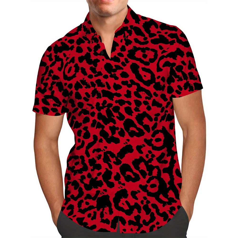 Leopard 3D Print Hawaiian Beach Shirts Men Women Casual Fashion Streetwear Oversized Short Sleeve Shirt Tops Blouse Man Clothing 3