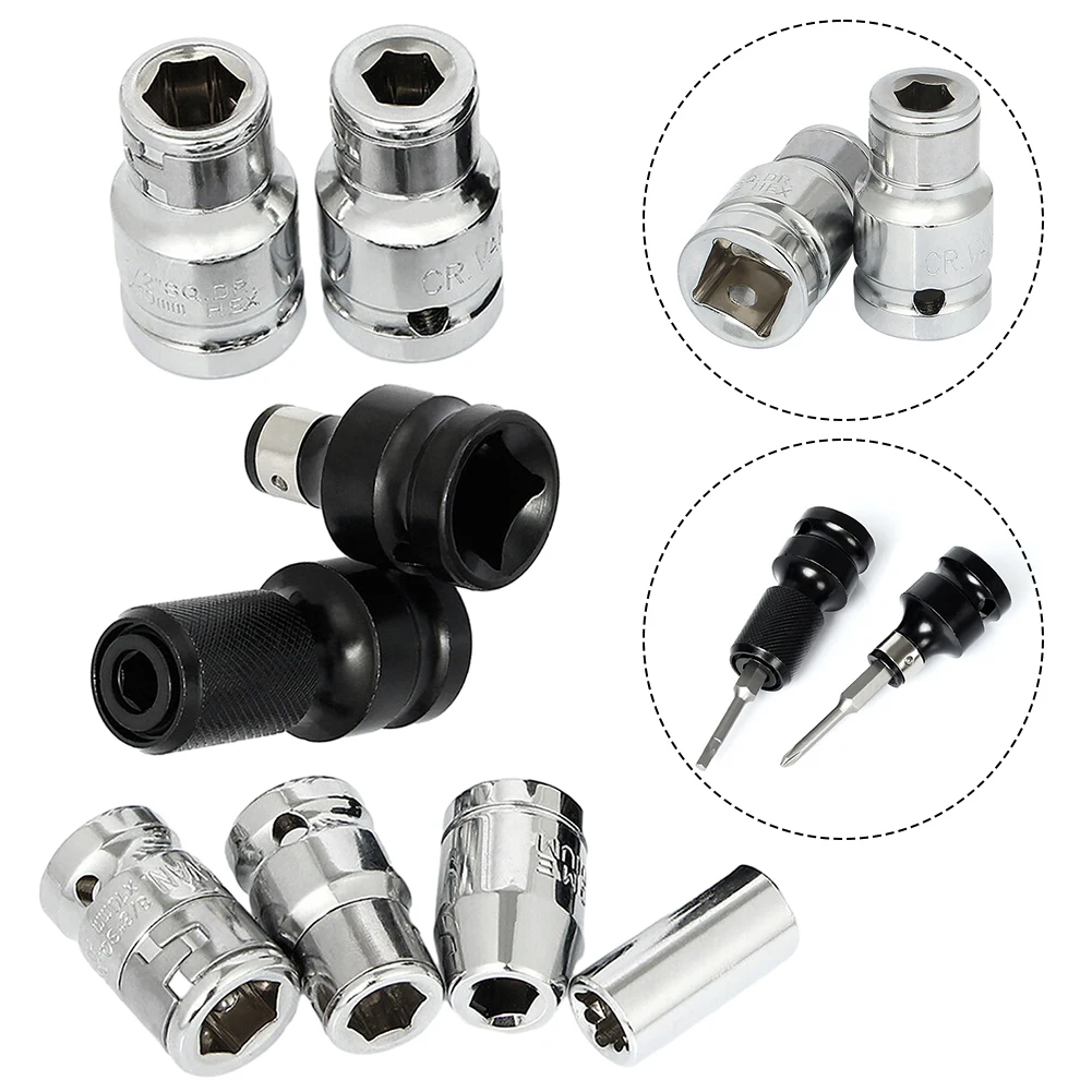 Description Picture 3 of item1/2 1/4 3/8 Inch Square Drive To 1/4 3/8 M8 M10 Hex Socket Adapter Converter Chuck Adapter For Impact Air And Electric Wrench