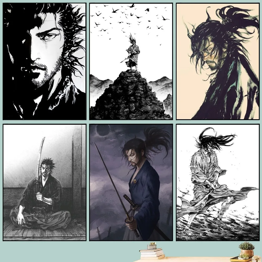 Vagabond Manga Poster Fai Da Te Vintage Movie Poster Wall Art Painting Study Stickers Big Szie Wall Painting