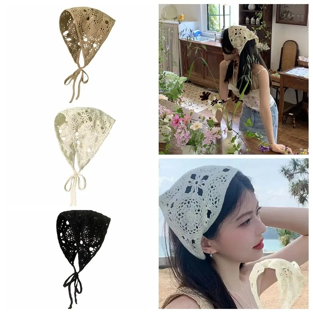Crochet Floral Headband Turban Scarf for Women