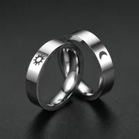 6mm Titanium Steel Couple Ring For Men Women Sun & Moon Fashion Jewelry Lover Gift Wedding Engagement Promise Ring Wholesale 2
