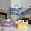 Nordic Style Hanging Plush Napkin Boxes Solid Color Issue Bag Thread Napkin Holder Tissue Bag Storage Napkins 2