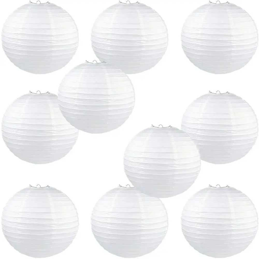 Paper Lantern White Round Chinese Paper Lantern Wedding Birthday Party Decoration Holiday Supplies Paper Lamp Decor Mid Autumn