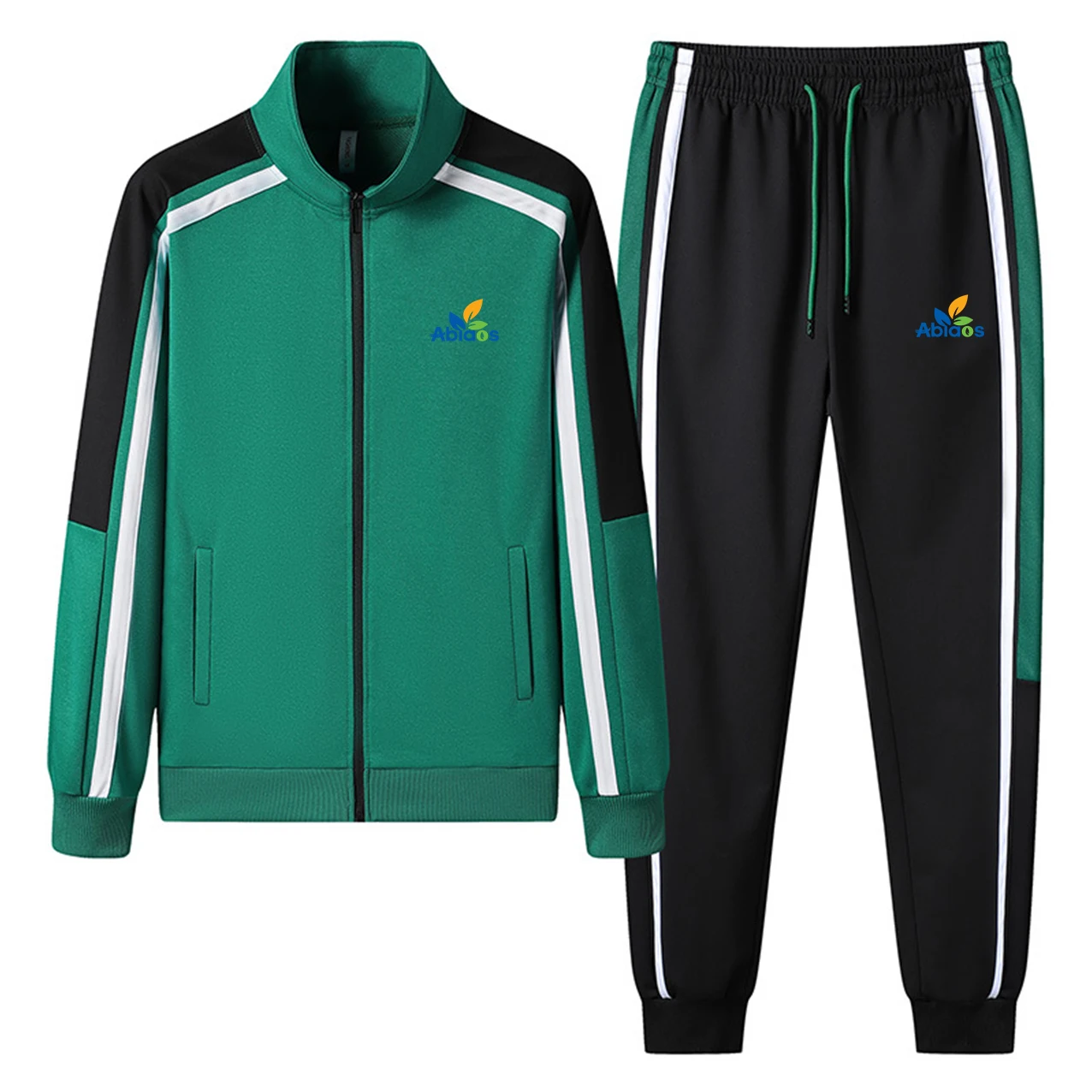 2023 Fashion New Brand Printed Men\'s Patchwork Zipper Sportswear+Pants Set Spring and Autumn Leisure Jogging Fitness 2-Piece Set
