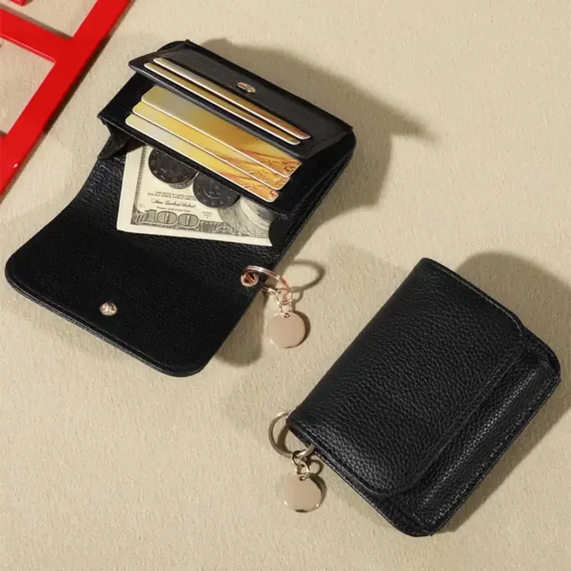 3 PCS Mini Portafoglio in Pelle, Portamonete e Portachiavi, Custodia per Chiavi Auto con Cerniera e Scomparti Multipli, per Uomo e Donna, per Regalo di Compleanno o Natale