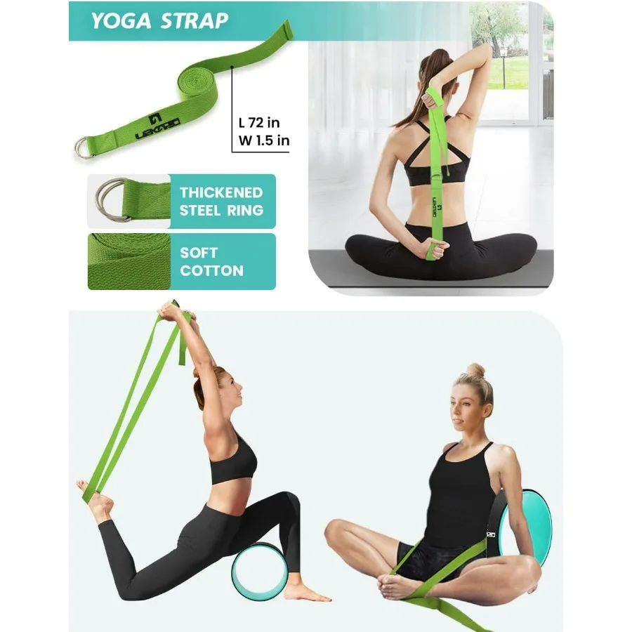 Yoga Wheel Set of 3, Back Roller for Back Pain Relief, Stretching, Multifunctional Back Wheel Improve Flexibility, Strength & Ba