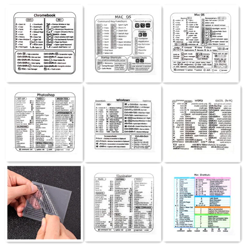 Adesivo Limpar e Atalho ps Word Referência Rápida Guia de Teclado Apple Mac Referência pc Desktap Computador