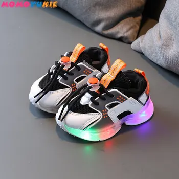 2022 autumn Children Mesh Breathable Casual Glowing Shoes for Kid Sneakers Boys Baby with Luminous Sole Baby Toddler Shoes 3