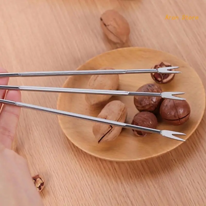3 Pcs Stainless Steel Seafood Forks Lobster Shellfish Forks Walnut Needle Fruit Fork Kitchen Gadget Seafood Tools