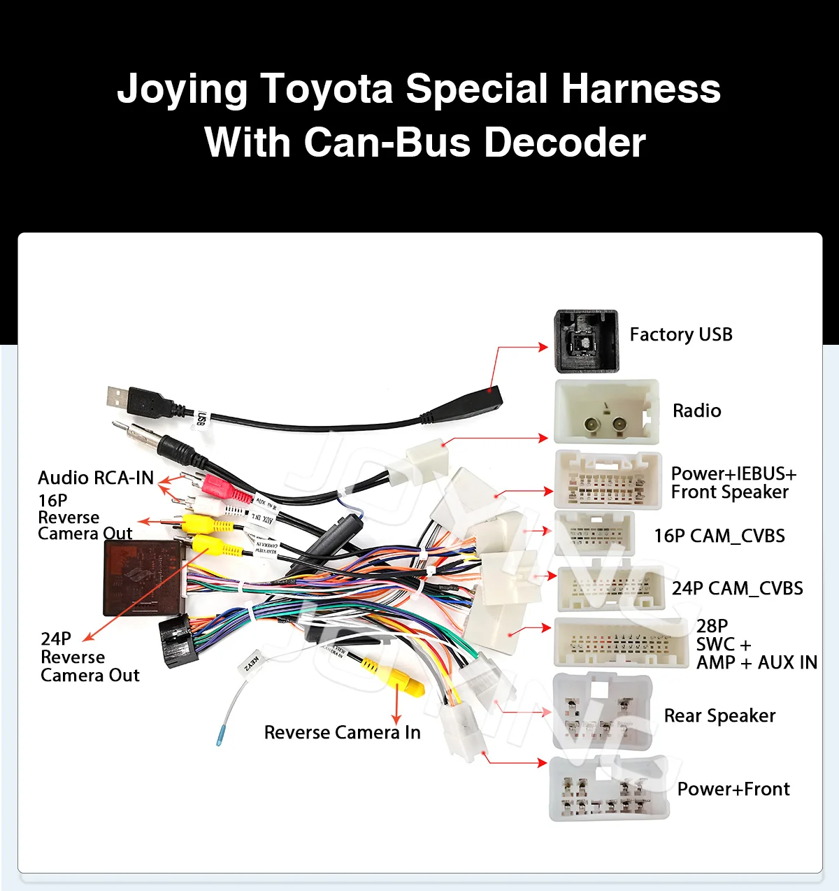 JOYING Special Wiring Harness With Can-Bus Decoder Radio Power Adaptor ...