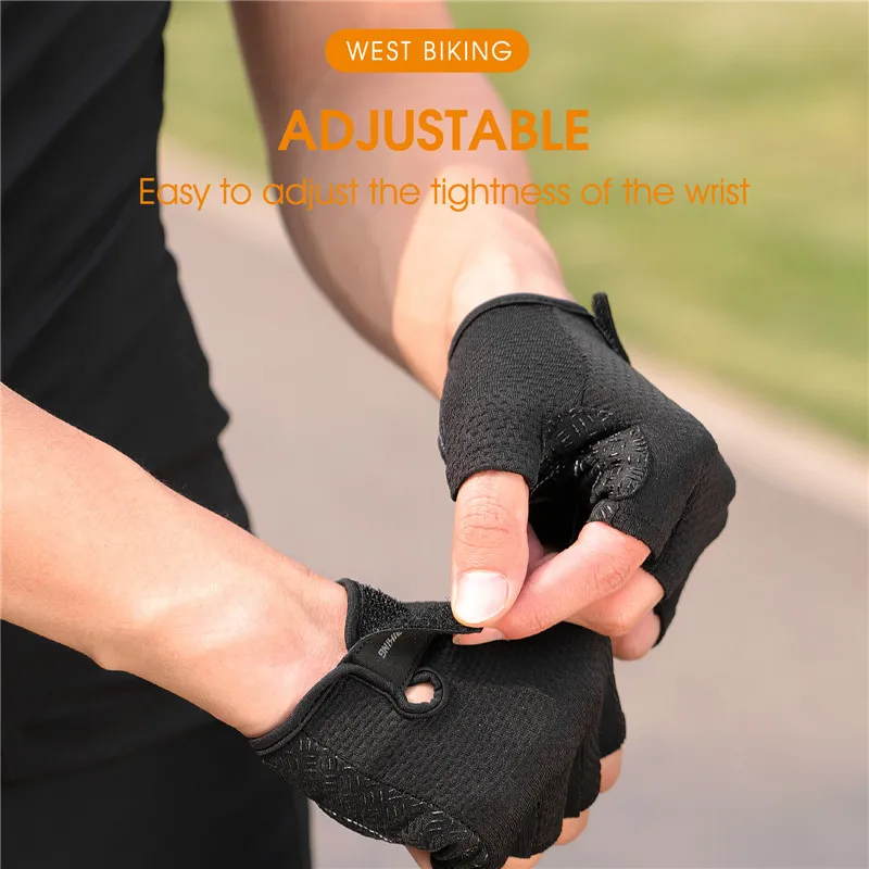 WEST BIKING Half Finger Cycling Gloves Anti Slip Motorcycle MTB Road Bike Gloves Men Sport Fitness Bicycle Fingerless Gloves 3
