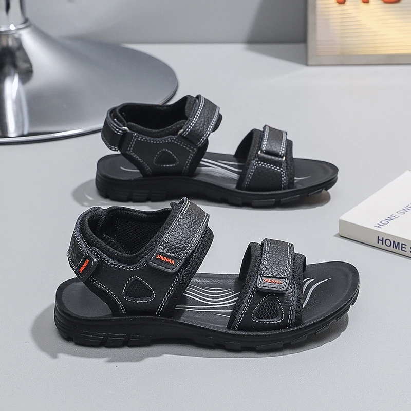 Summer Leather Children Sandals Boy Sneaker Shoes New Design Non-slip Breathable Kid Sports Outdoor Waking Sandals for Boy baby shoes kids shoes children sandals kids sandals beach shoes