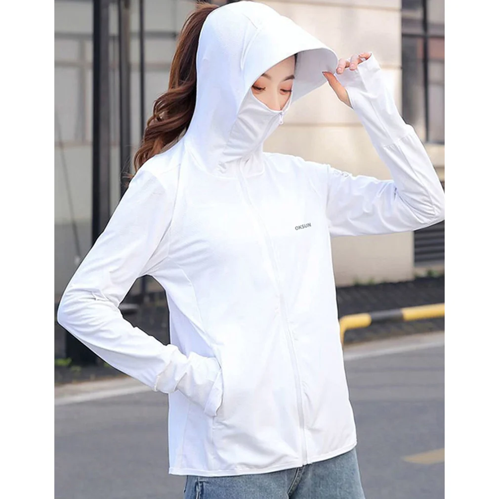 Ice Silk Sunscreen Windbreaker for Women, Loose Long-Sleeved Cardigan, Thin Coat, Female Cycling Sun-Protective Clothing, Summer fingerless cycling gloves anti uv men women exercise summer thin ice silk bicycle driving breathable non slip gym fishing gloves