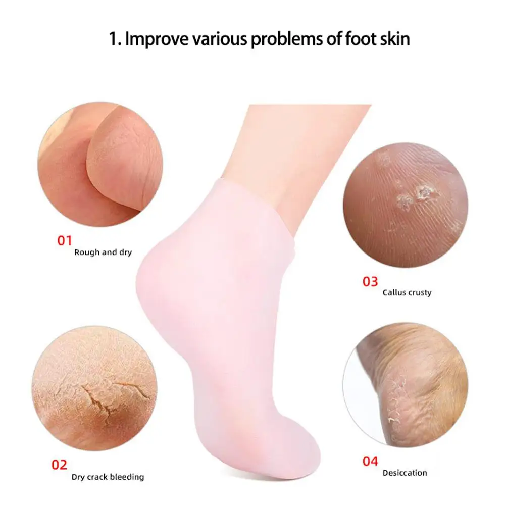 Spa Silicone Socks Moisturizing Gel Socks Foot Care Tools Exfoliate And Prevent Dry Cracks Dead Skin Removal Protector 1Pair heel protection socks