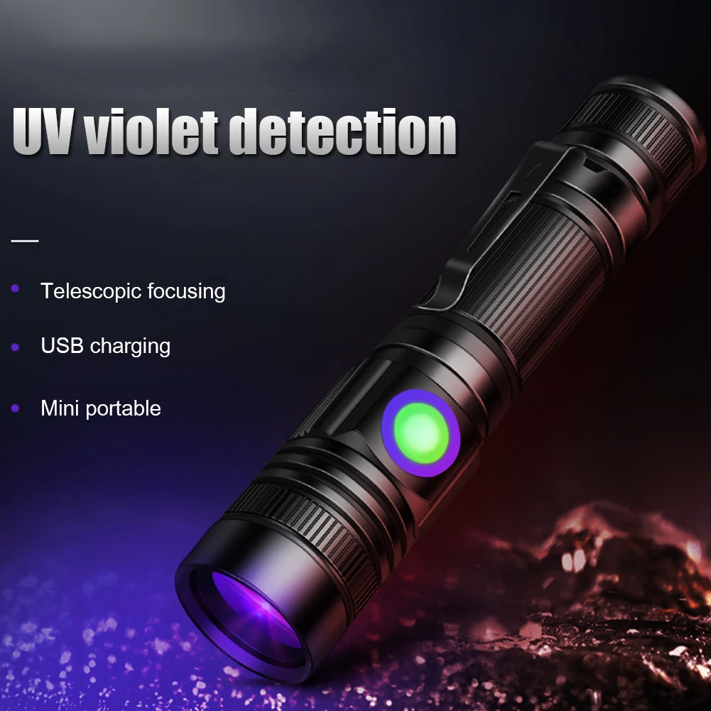 365nm LED UV Light 3400mAh USB Charging Purple Light Zoomable Ultraviolet Torch Pet Urine Stains Detector Scorpion UV Flashlight uv flashlight