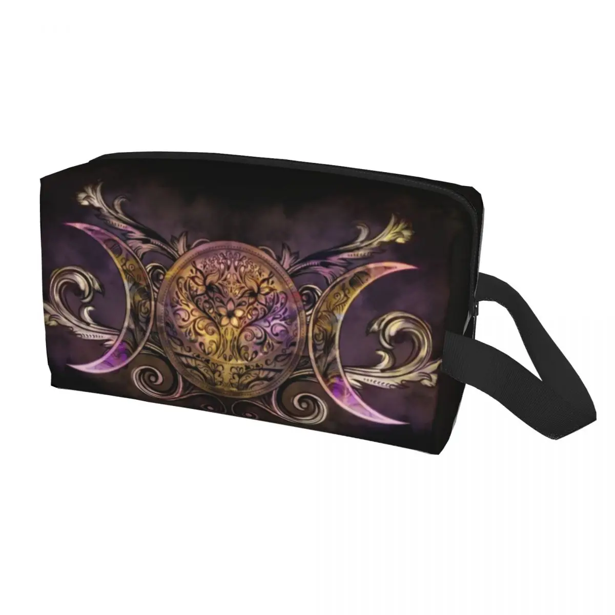 

Triple Moon Goddess Midnight Shimmer Travel Cosmetic Bag Women Pagan Wiccan Makeup Toiletry Organizer Lady Storage Dopp Kit