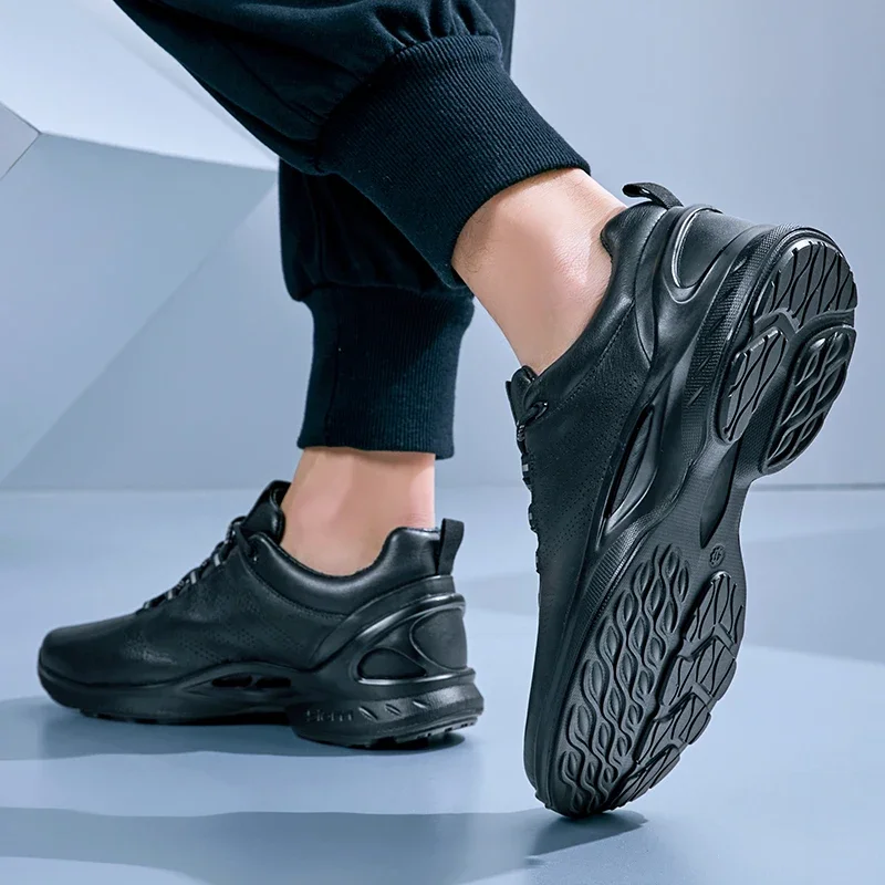 VIPOL Genuine Leather Shoes For Men Black Sneakers Fashion Lightweight Casual Shoes Comfortable Athletics Sport Men Shoes 3