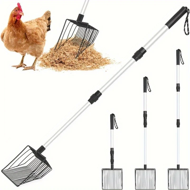 Retractable Chicken Coop Rake And Cat Litter Scoop Garden Tool_voghion.com