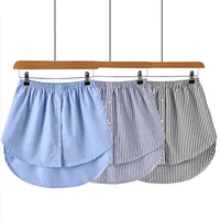 Plus Size Striped Shirt Extender Spring Fall Women Button Down Elastic Waist Curved Hem Fashion Pettiskirts A-Line Skirt 1