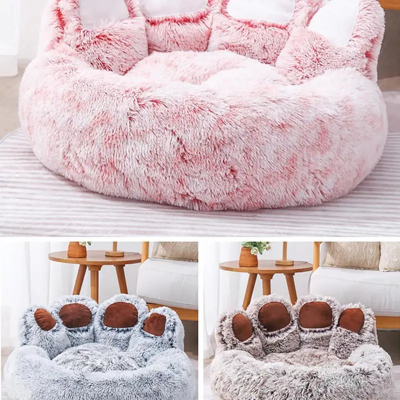 

Cozy Dog Bed Cute Non-slip Paw Shape Design Fluffy Couch For Pets Cats Playing Sleeping Sofa Bed Pet Product Accessories