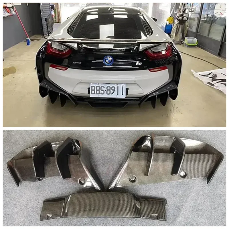 

Диффузор для заднего бампера автомобиля из углеродного волокна для BMW i8 2014 2015 2016 2017 2018 2019 2020 2021