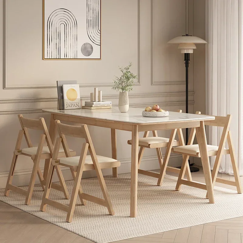 Solid Wood Folding Chair Household Stool Small Apartment Dining Chair Mahjong Office Computer Portable Folding Back