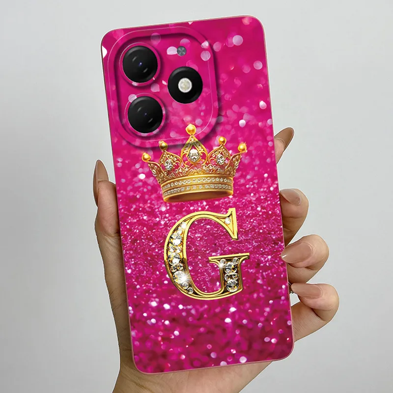 Crown Letter Silicone Soft Phone Case with Camera Protection and Back Cover Bumper