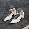 2024 New High-heeled Shoes Pointed Thick Heels Pumps Small Size Buckle Shoe Female Sandals Large Size 30 31 32 33 34 43 44 5