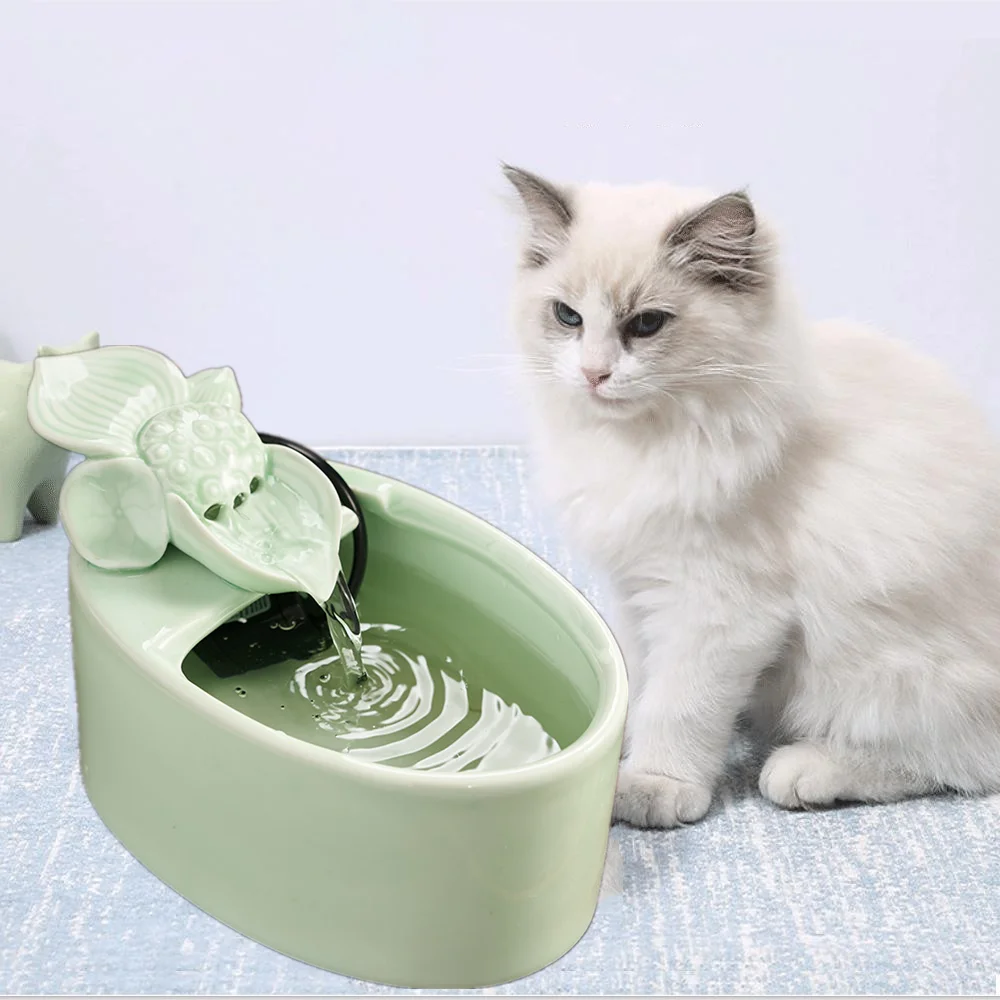 900ML Cat Water Fountain Drinker For Cats Ceramic Dogs Drinking Bowl Auto Cat Water Fountain Pet