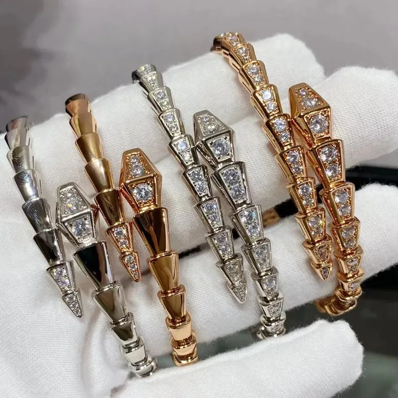 Classic 18k gold snake bracelet for women Zirconium inlay Ring bracelet set  Charm women's luxury jewelry Snake